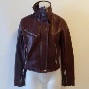 WOMENS BLANKNYC MAROON FAUX LEATHER MOTO JACKET M